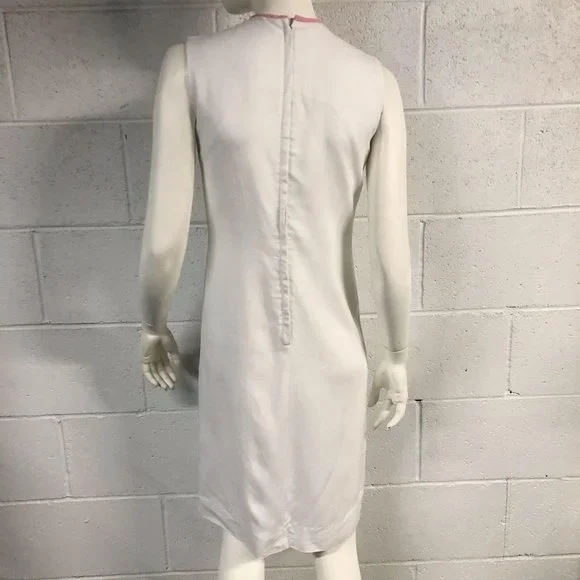 Womens Vintage 1960s XS White Pink Shift Dress - Picture 4 of 8